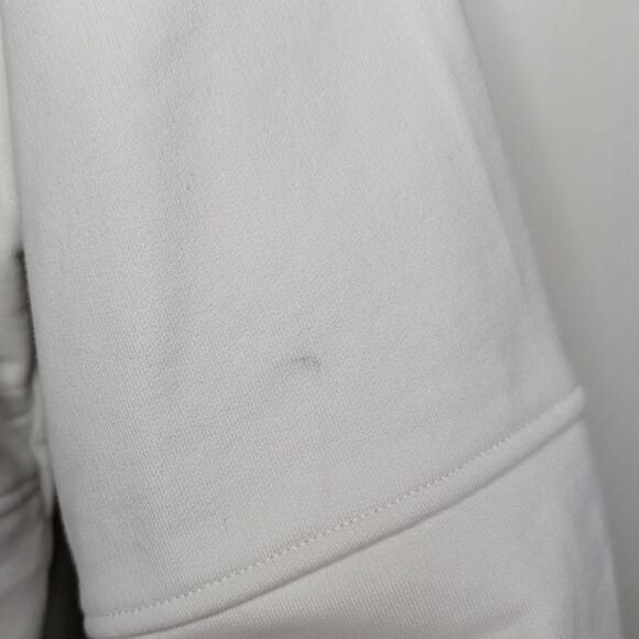 FRAME Patchwork French Cotton-Terry Crewneck Sweatshirt in Milk Beige Size Large - Picture 6 of 8